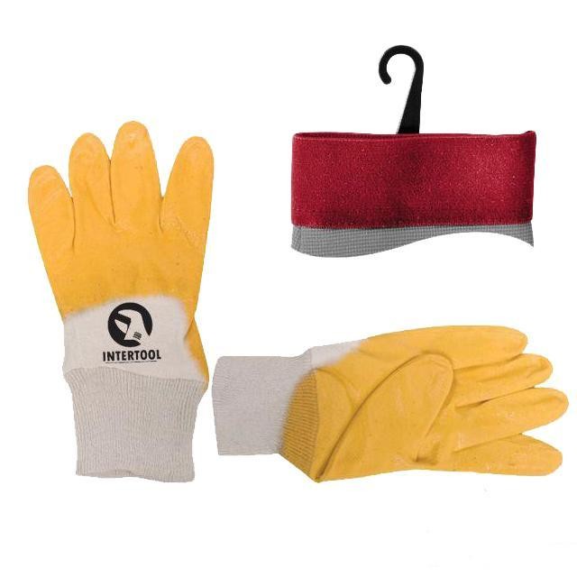 Перчатка х/б Intertool трикотаж покрытая нитрилом на ладони 9" (желтая) (120пар/ящ) (SP-0109W)