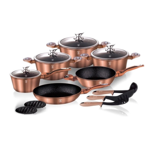 Набор посуды Berlinger Haus Сopper Metallic Line 15 предметов (BH-1224)