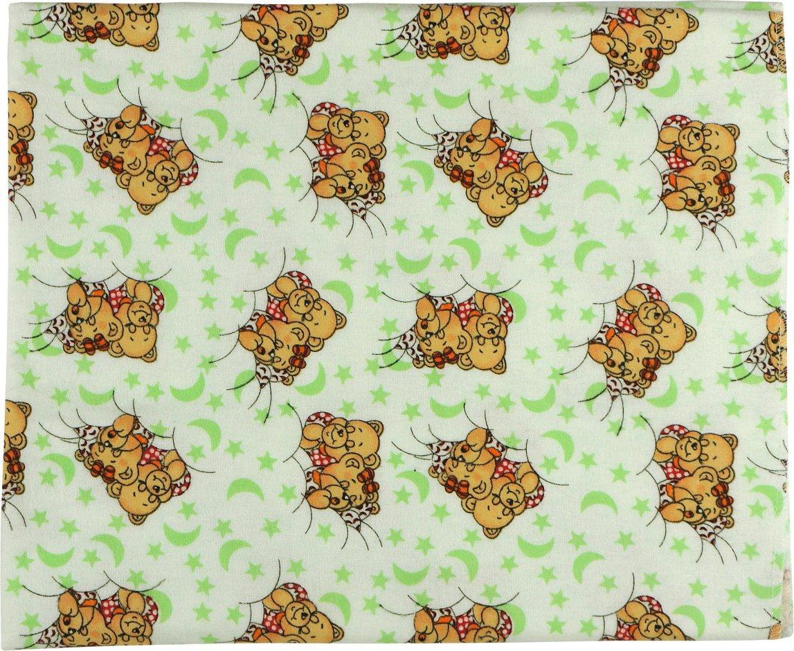Пеленка Руно Хлопок 90х110 см Зеленая с медвежатами (204.05_202-1)