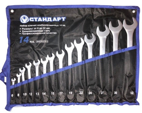 Набор ключей комбинированных Стандарт 14 шт 6,8,10,12-15,17,19,22,24,27,30,32 мм (NKK14STA-S)