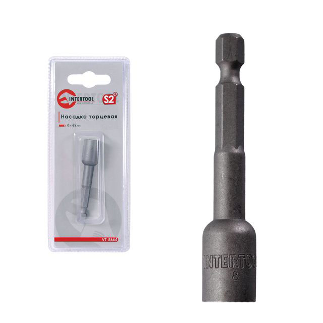 Насадка торцевая шестигранная Intertool 8*65мм (VT-5664)