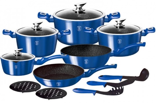 Набор посуды Berlinger Haus Metallic Line Royal Blue Edition 15 предметов BH-1659N