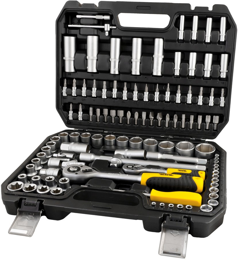 Набор насадок торцевых Mastertool CrV 1/4" и 1/2", трещотка 72Т, 108 шт, кейс (78-5108)