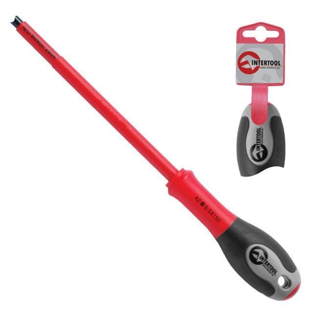 Отвертка изолированная шлицевая Intertool 0.5*3.00мм, 75мм, 1000В (VT-3203)