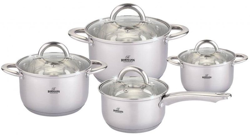 Набор посуды из нержавеющей стали Bohmann 8 предметов (BH 0812 S)