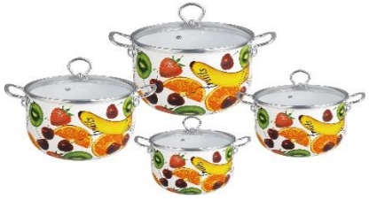 Набор эмалированных кастрюль Edenberg 8 предметов (EB-3371-B)