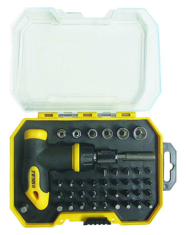 Отвертка "Т" Sigma с реверсом + удлинитель, насадки торц, биты 41шт CrV (кейс) (4002531)