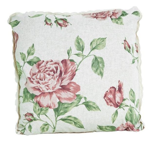 Подушка декоративная Прованс Large pink Rose 40x40 см с мережкой (.003690)