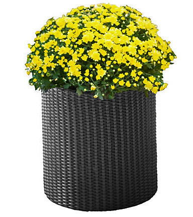 Кашпо для цветов Keter Cylinder Planter Medium серое (7290103668211)