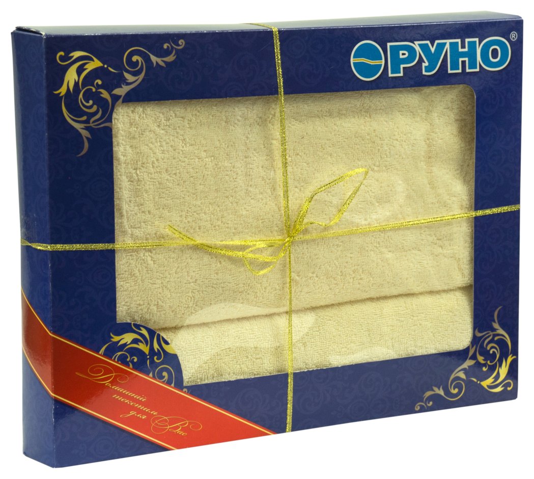 Комплект махровых полотенец Руно 50x90 и 70x140 см Молочные (433.09ТУ_молочний)