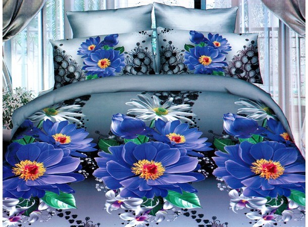 Постельное белье Leleka-Textile Полисатин 175х210 Синие Двуспальное