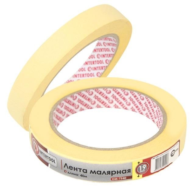 Лента малярная Intertool 19мм, 40м, желтая (DM-1940)