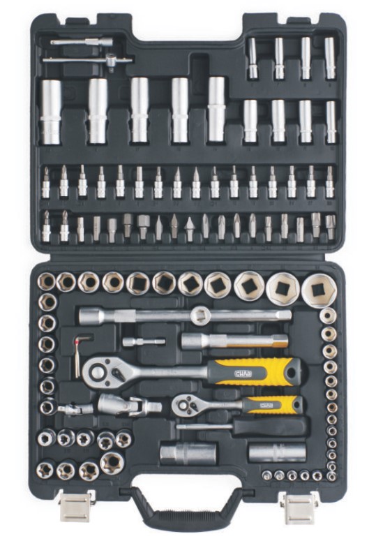 Набор Сила насадок торцевых с трещоткой 1/4, 1/2 CrV 108 шт (251208)