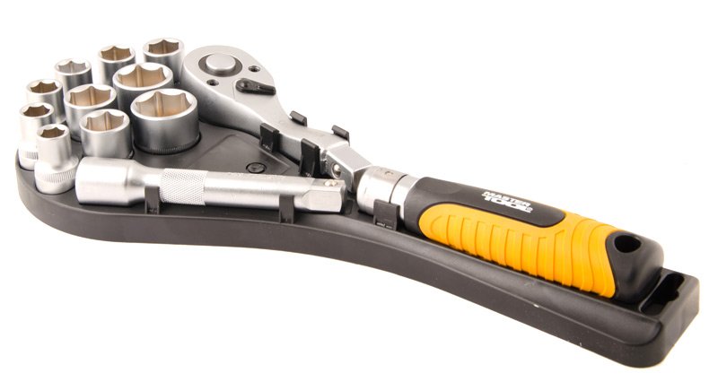 Набор насадок торцевых Mastertool 1/2” с удлиняющейся трещоткой 72 зуба, 12 шт CrV (78-1213)