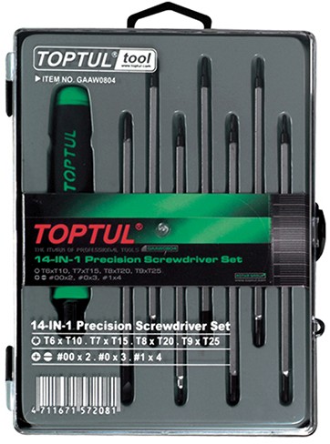 Набор отверток Toptul T6-T25,PH,SL 14 в 1 (GAAW0804)