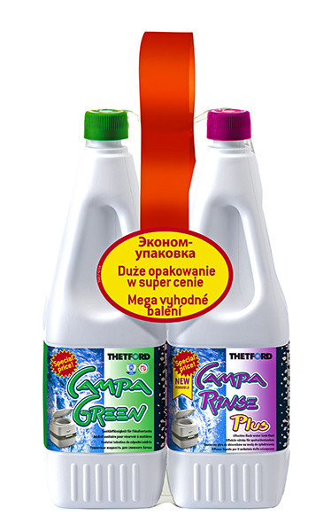 Жидкость для биотуалета Thetford Duopack Campa Green и Campa Rinse Plus 1.5 л (8710315018073)