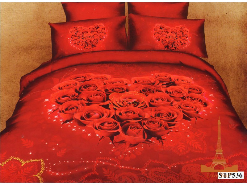 Комплект постельного белья Love you Сердце 230х245 см 4шт Евро Красный (stp 536)