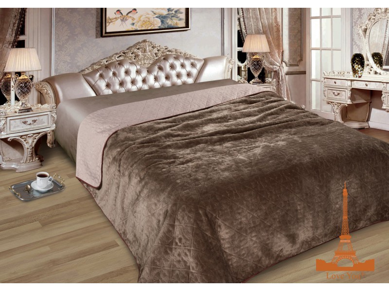 Покрывало двухстороннее Love you Элит-Мех 01 200х220 см Коричневое