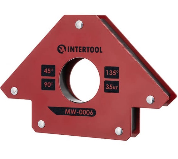 Сварочный магнит Intertool стрела 45° 90° 135° 35 кг 110×120×25 мм (MW-0006)