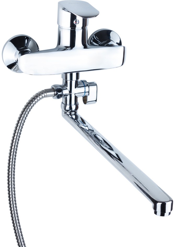 Смеситель для ванны Aquatica KN D40 гусак прямой 350мм дивертор выносной картриджный (KN-3C228C)