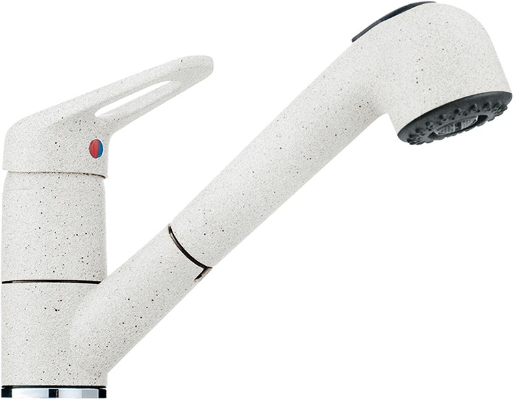 Смеситель для кухни Franke NOVARA-PLUS с выносным шлангом фрагранит белый (115.0470.669)