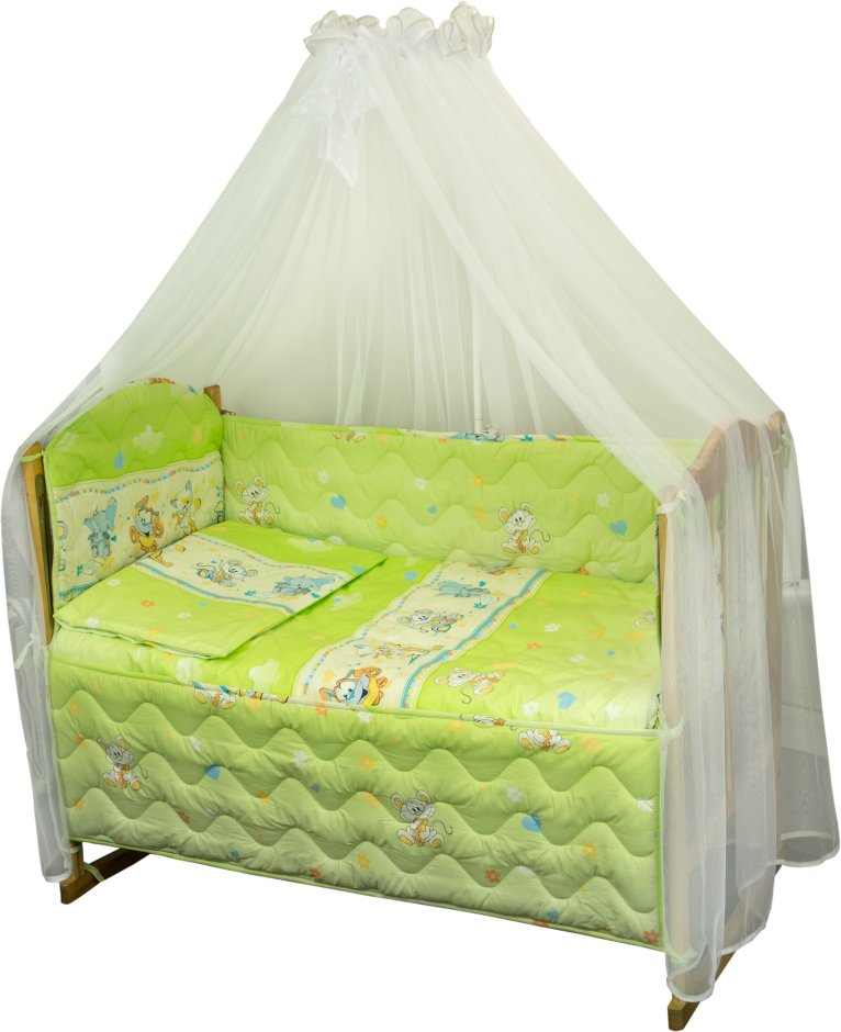 Комплект постельного белья Руно Радуга 60х120 см 7шт Детский Салатовый мышка с сыром (960У_(Салатови