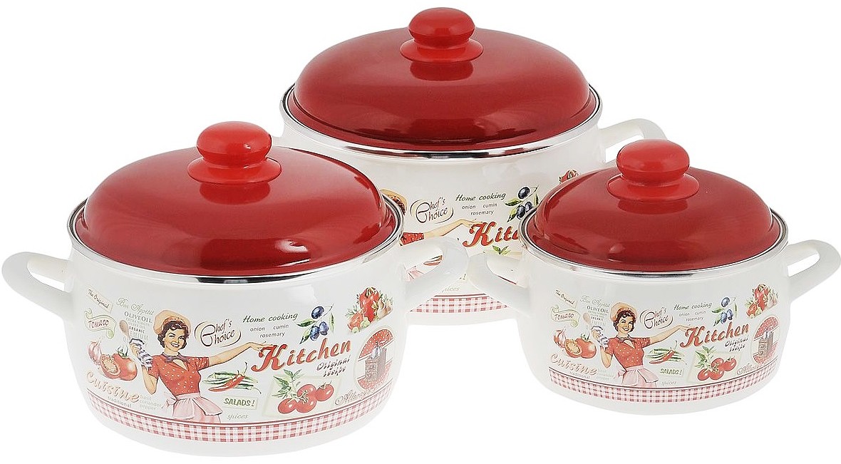 Набор эмалированных кастрюль Metrot Винтаж 6 предметов 2564 (162530)