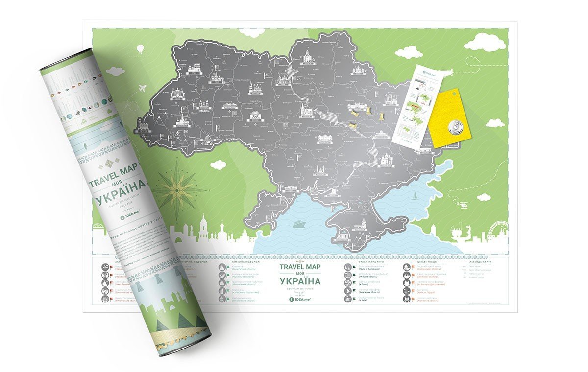 Скретч-карта Travel Map Моя Україна укр (тубус)