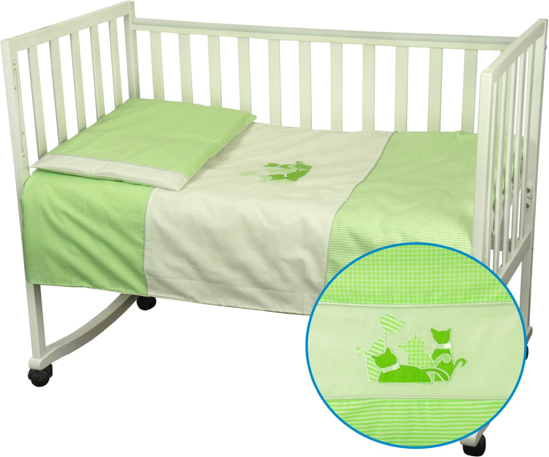 Комплект постельного белья Руно Котики 60х120 см 3шт Детский Салатовой (932Кошенята_Салатовий)