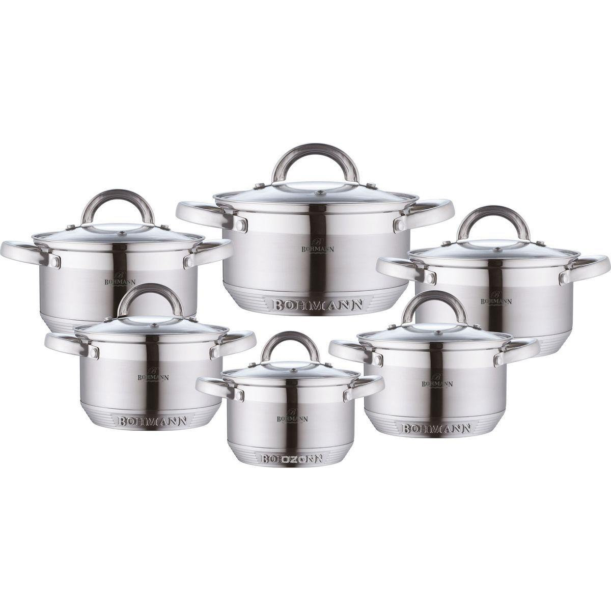 Набор кастрюль из нержавеющей стали Bohmann 12 предметов (BH 0717)
