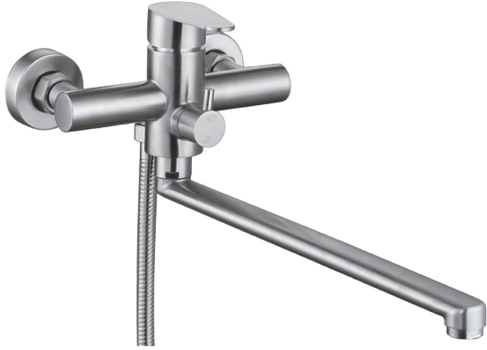 Смеситель для ванны Aquatica HT 35 гусак прямой 325мм дивертор встроенный картриджный SS (HT-2C271P)