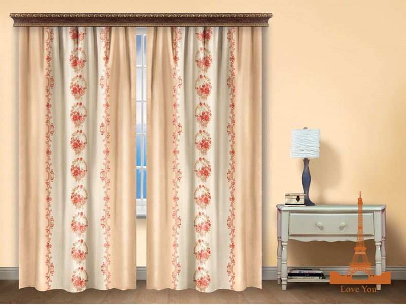 Штора Love you Винтаж Полиэстер 150х270 см 2шт Бежевая