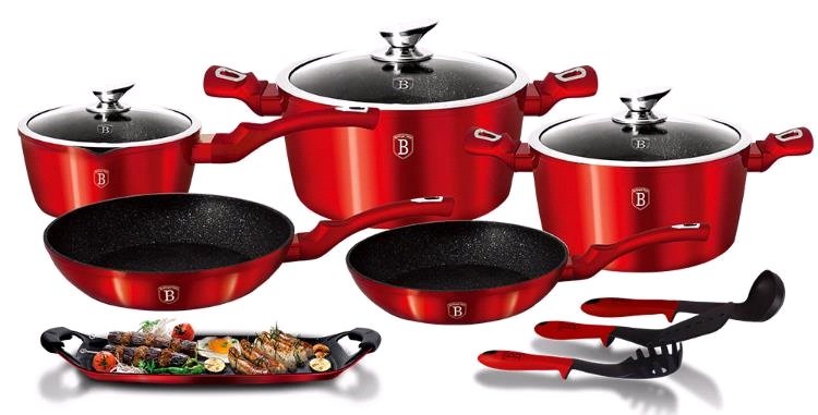 Набор посуды Burgundy Metallic Line Berlinger Haus 14 предметов BH-1695