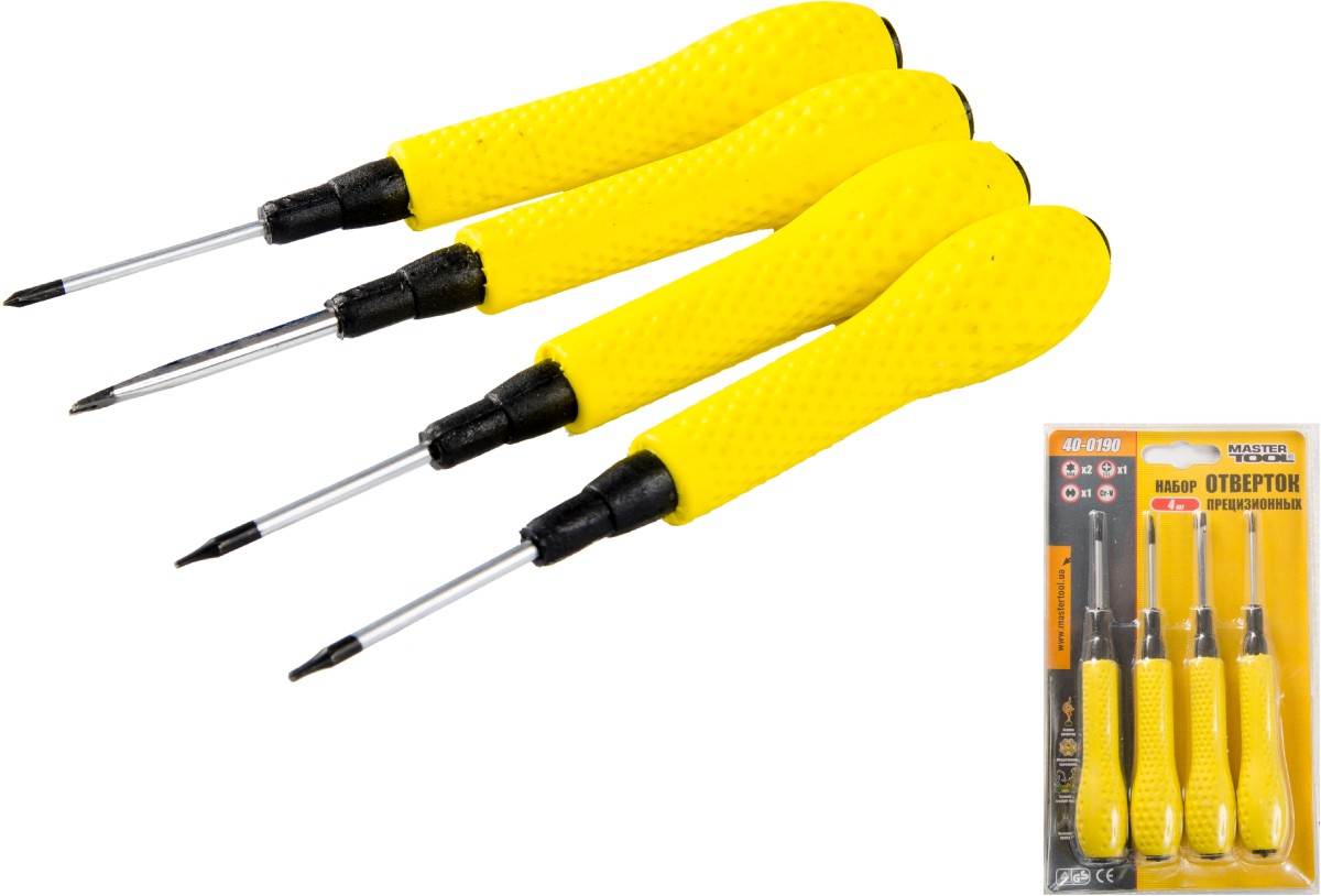 Набор отверток Mastertool 4 шт точные T5/T6/PH00/Spanner (40-0190)