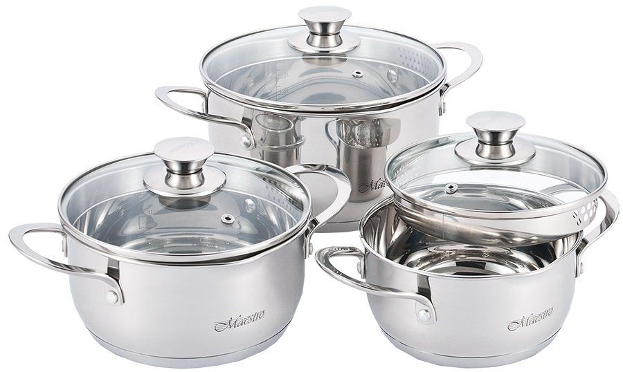 Набор кастрюль из нержавеющей стали Maestro 6 предметов (MR-3510-6L)