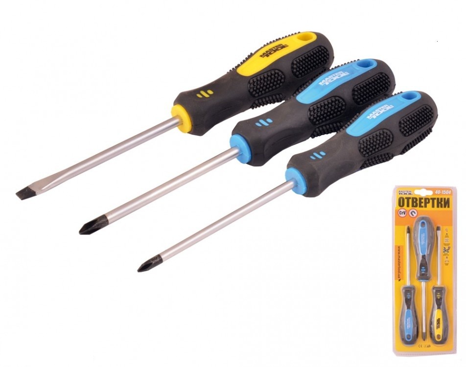 Набор отверток Mastertool 3 шт PH1*100, 2*100, SL5*100 (40-1504)