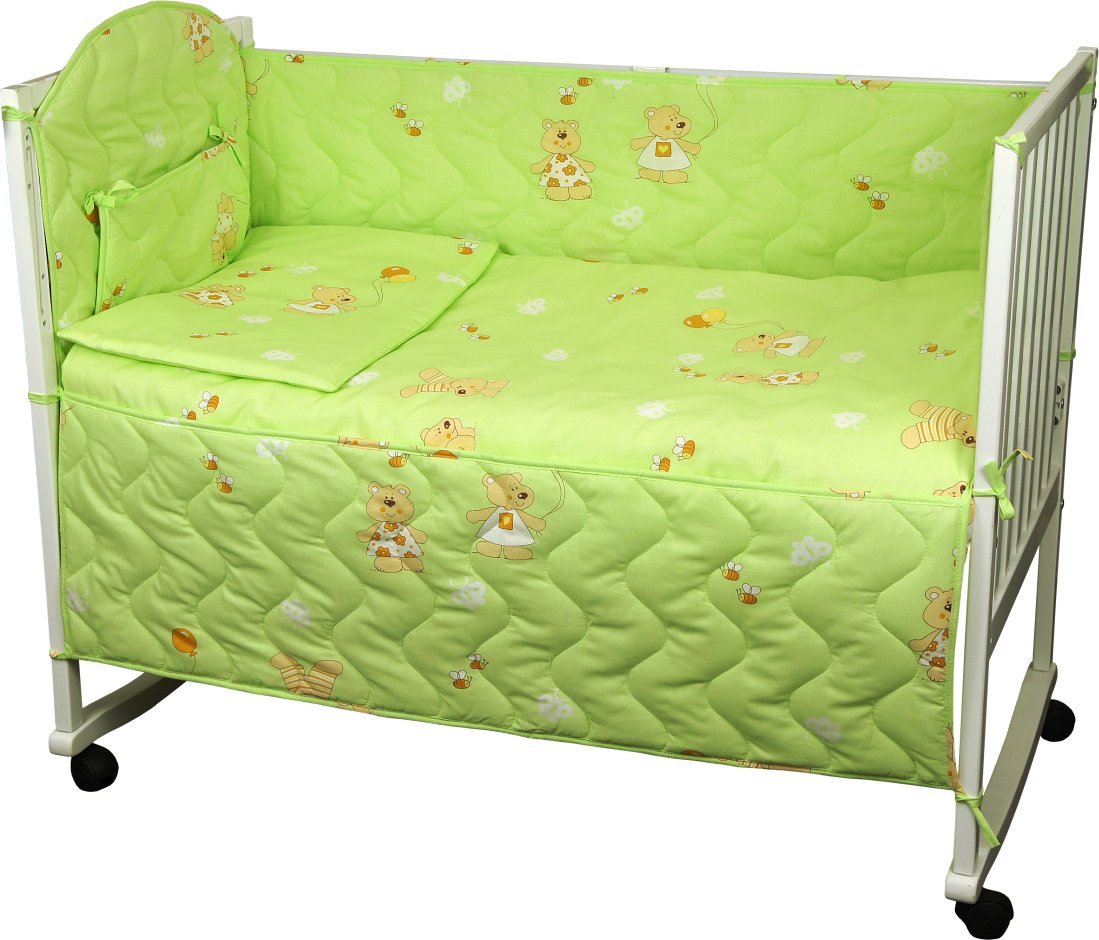 Комплект постельного белья Руно 60х120 см 4шт Детский Салатовый мишка с шариком (977У_(Салатовий) ве