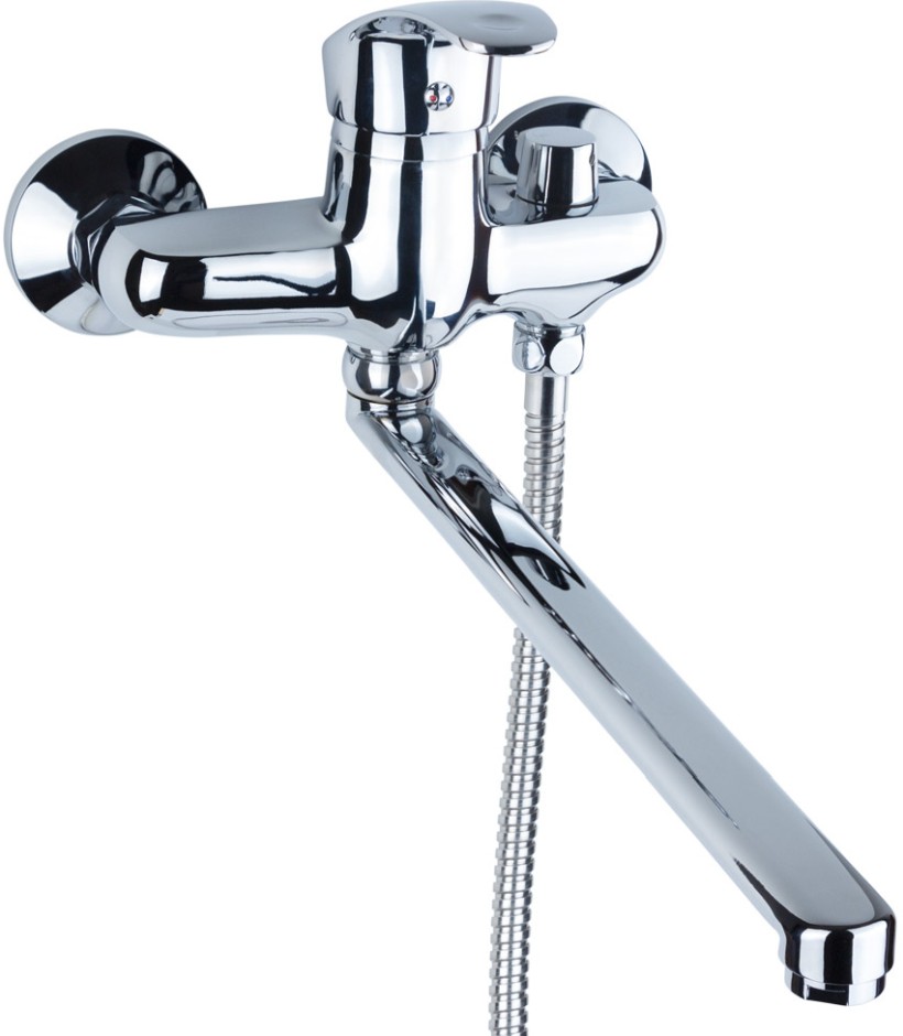 Смеситель для ванны Aquatica NL D40 гусак прямой 350мм дивертор встроенный картриджный (NL-2C243C)