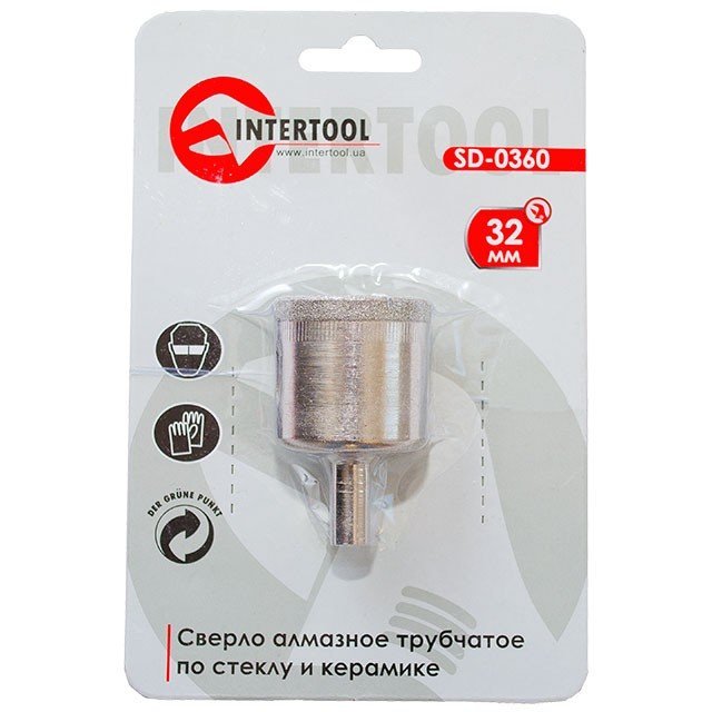 Коронка трубчатая Intertool по стеклу и керамике 32мм (SD-0360)