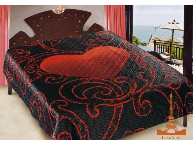 Покрывало Love you Страсть Шелк 3D 230х250 см Бардовое