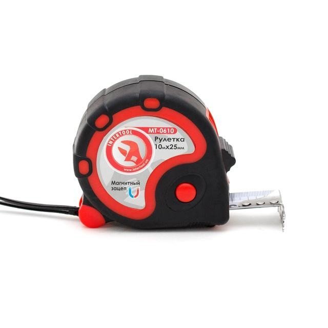 Рулетка Intertool стальная с фиксатором 10м*25мм (MT-0610)