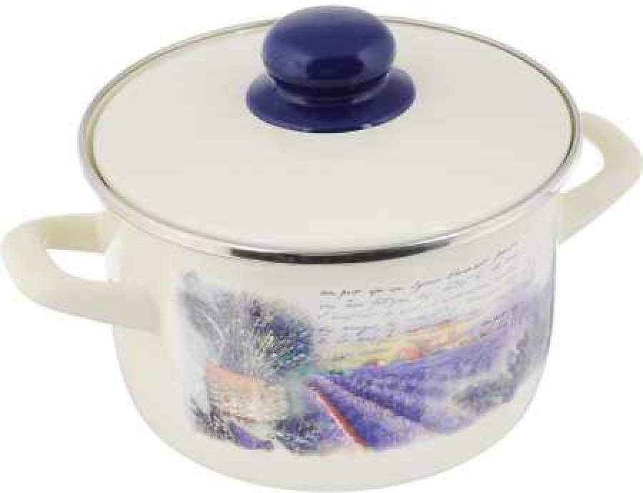 Кастрюля эмалированная Metrot "Лаванда" 16х10.5 см 2 л (133453)