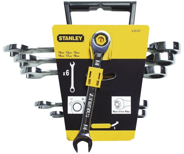 Набор ключей комбинированных Stanley MaxiDrive Plus с трещоткой М10-19 мм 6 шт (4-89-907)