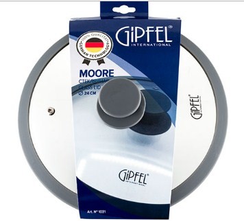 Крышка стеклянная Gipfel 24 см силиконовый обод (1031)
