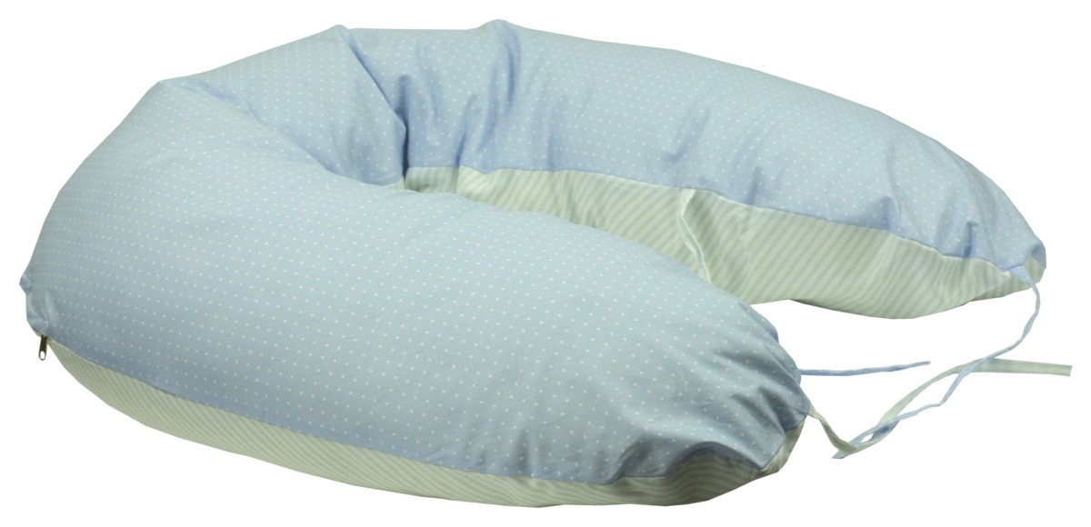 Подушка для кормления Руно Панда Бамбук 30x175 см Голубой горошек + полоска (969БВУ_блакитний)