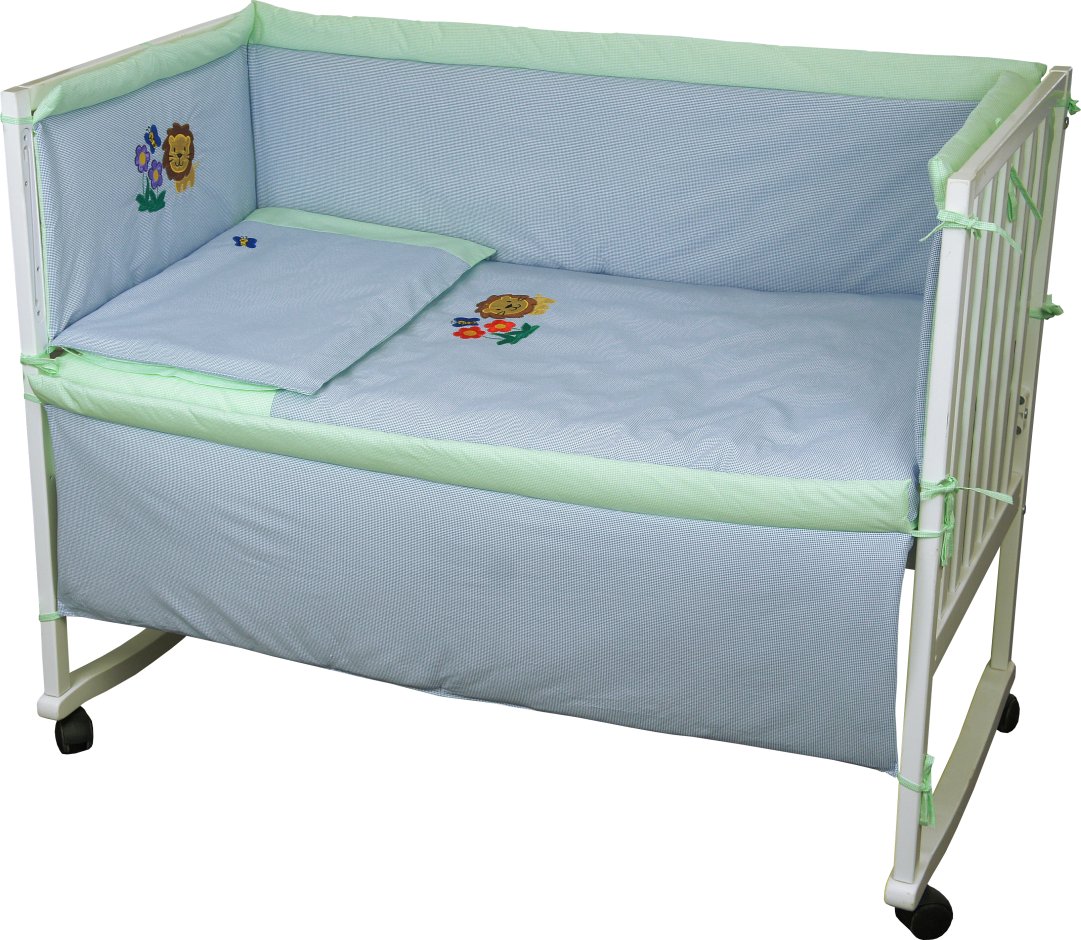 Комплект постельного белья Руно Львенок 60х120 см 4шт Детский Голубой (977АУ_Салатово-блакитний)