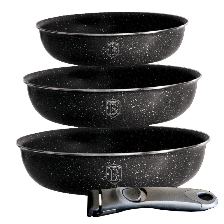 Набор сковород Berlinger Haus Click it black 4 предмета съемная ручка (BH-1480)