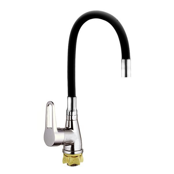 Смеситель для кухни ZERIX SOP7 146 с черным гибким изливом (ZX2654)
