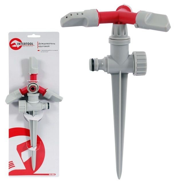 Дождеватель круговой Intertool с вращающейся головкой на костыле PP, ABS (GE-0054)