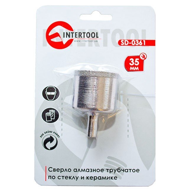 Коронка трубчатая Intertool по стеклу и керамике 35мм (SD-0361)